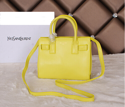 Amazing! 2014 Cheap Saint Laurent Yves - Classic Nano Sac De Jour Bag in Yellow Leather - Click Image to Close