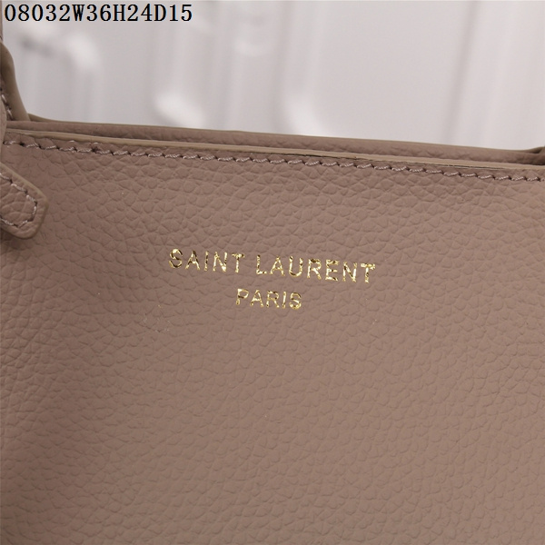 F/W 2015 New Saint Laurent Bag Cheap Sale-Saint Laurent Medium Cabas RIVE GAUCHE Bag in Khaki Grained Leather - Click Image to Close