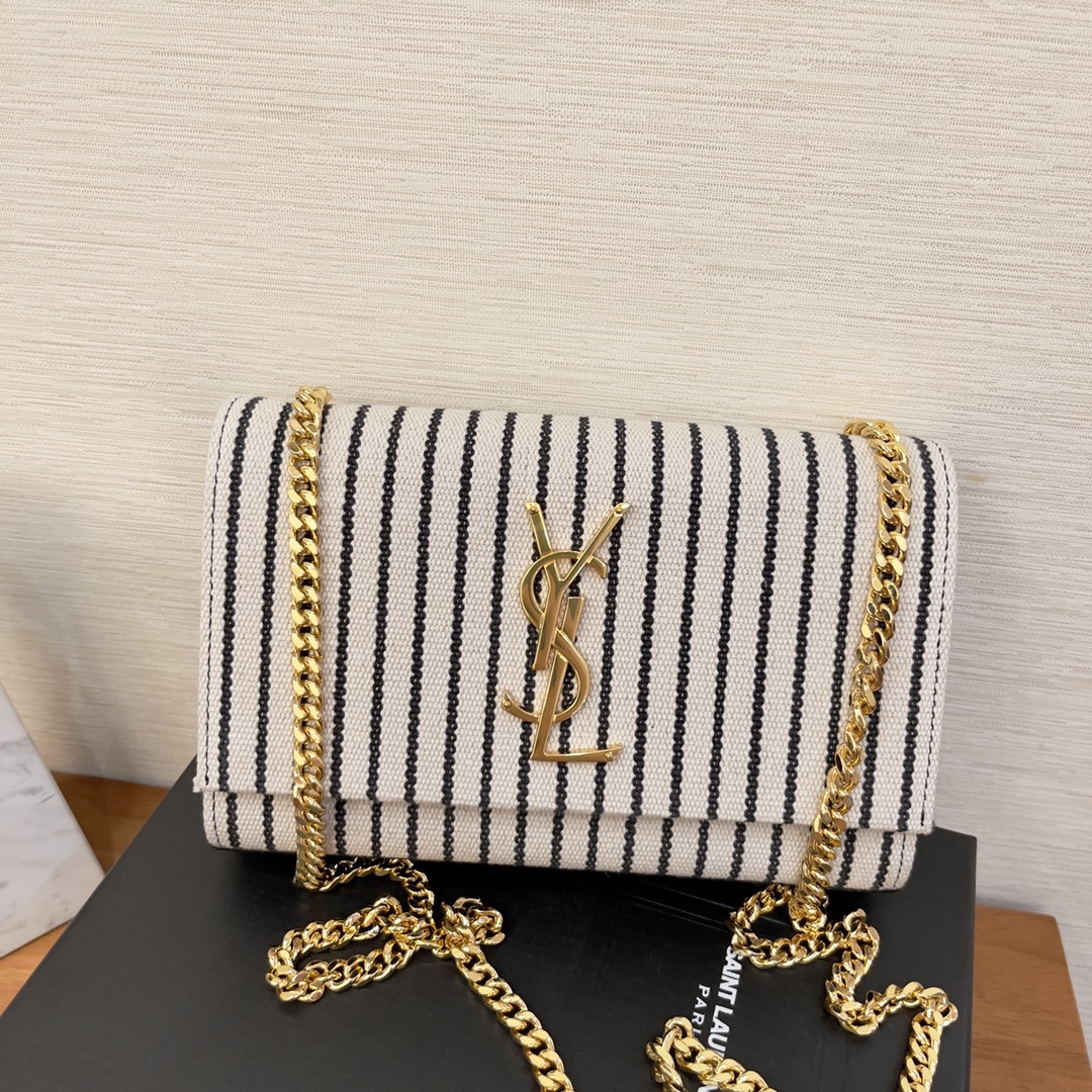 2022 cheap YSL kate small chain bag in canvas and smooth leather