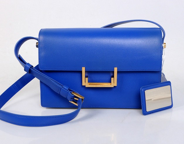 2013 YSL Classic Medium Lulu Bag in blue leather