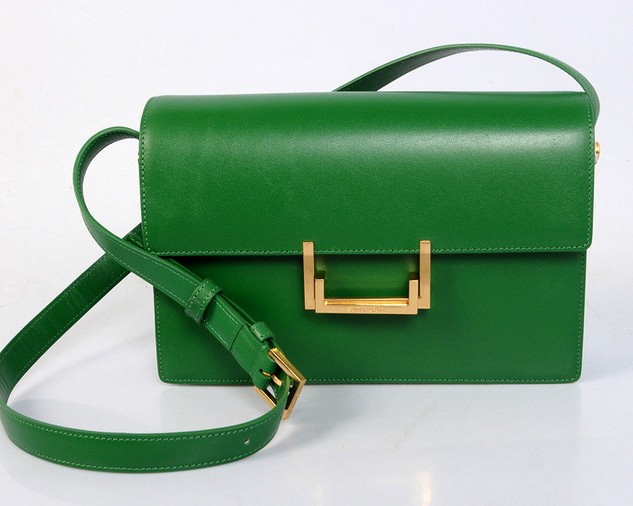 2013 YSL Classic Medium Lulu Bag in Dark Green Leather