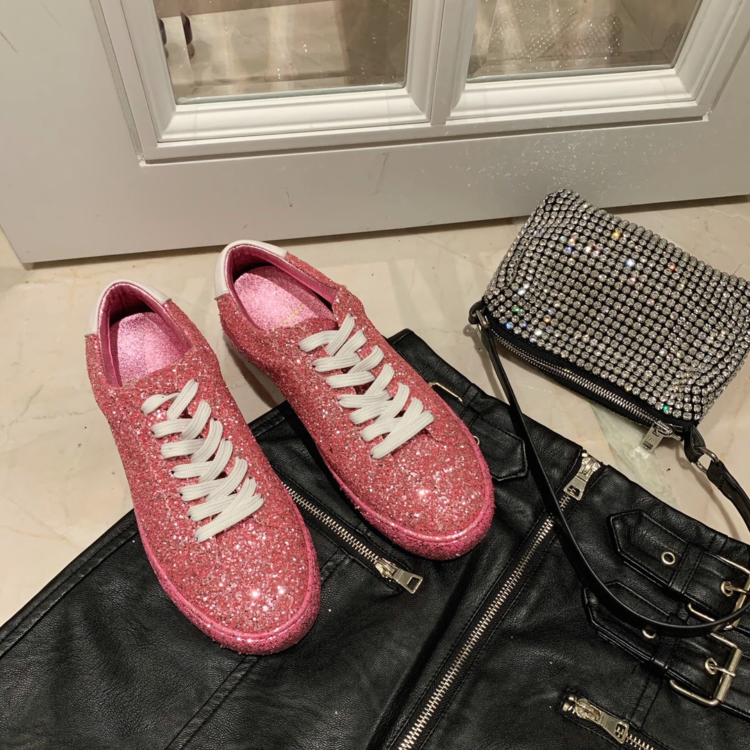 2020 New Saint Laurent shiny sneakers red
