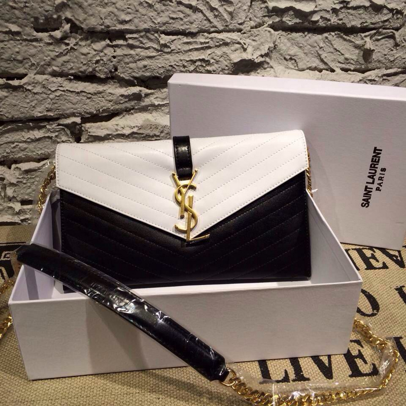 2014 New Saint Laurent Small Betty Bag In Black & White Smooth Calf leather 201410YSL