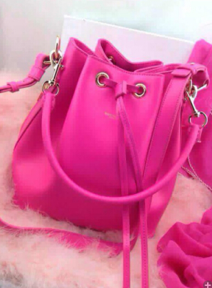 2014 Signature Saint Laurent bucket bag with removable tubular in Rose,YSL Bags 2014