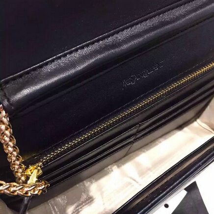 F/W 2015 New Saint Laurent Bag Cheap Sale-Saint Laurent Black Chain Clutch Wallet Bag with Studs detailing - Click Image to Close