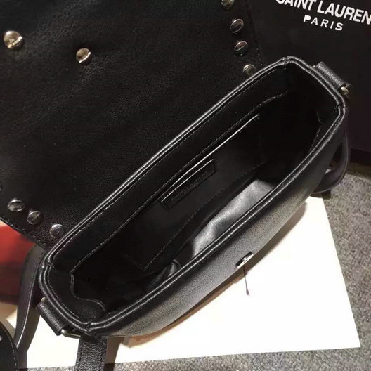 Limited Edition!2016 Saint Laurent Bags Cheap Sale-Saint Laurent Kim Studded Leather Cross Bag in Black Leather - Click Image to Close