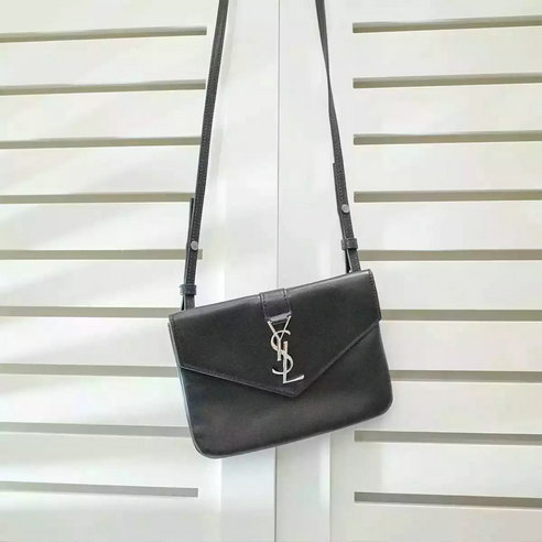 Limited Edition!2016 New SAINT LAURENT YSL Tri-Pocket Bag in Black Leather - Click Image to Close
