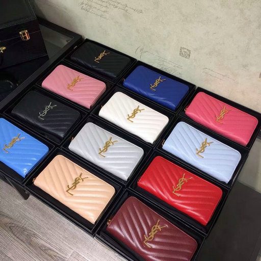 2016 Cheap YSL Wallets Outlet Sale with Free Shipping-Saint Laurent Monogram Zip Around Wallet in Matelasse Textured Leather