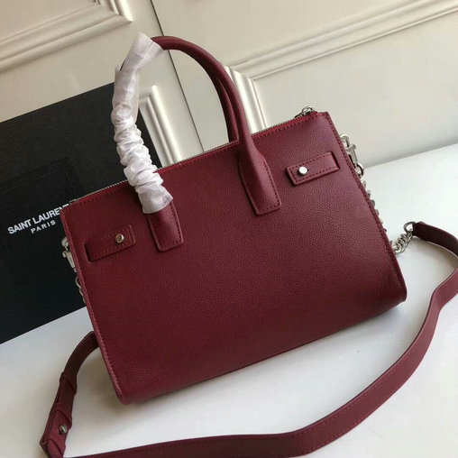 2017 Saint Laurent Baby Sac De Jour Duffle Bag in Dark Red Grained Leather - Click Image to Close
