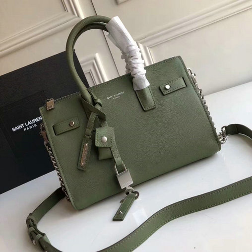 2017 Saint Laurent Baby Sac De Jour Duffle Bag in Green Grained Leather - Click Image to Close