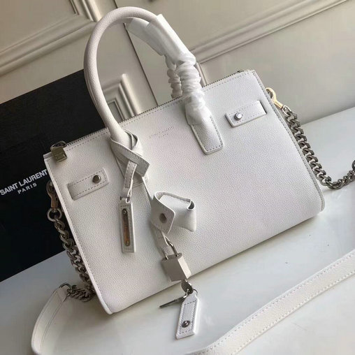 2017 Saint Laurent Baby Sac De Jour Duffle Bag in White Grained Leather - Click Image to Close
