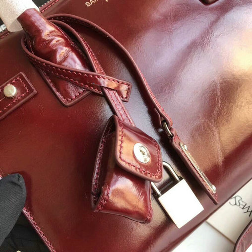 2017 Saint Laurent Baby Sac De Jour Duffle Bag in Dark Red Shiny Leather - Click Image to Close