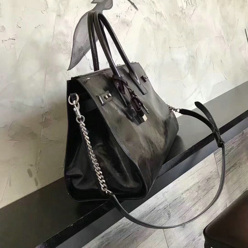 2017 Saint Laurent Sac De Jour Duffle Bag in Black Shiny Leather - Click Image to Close