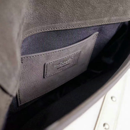 2016 Saint Laurent Bags Sale-Eddie Serpent Satchel in Grey Vintage Leather - Click Image to Close
