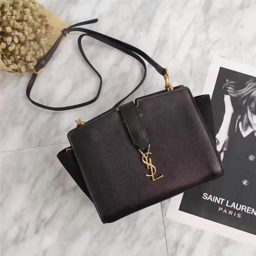 2017 Spring Saint Laurent Mini Toy Cabas Bag in Black Calf Leather & Suede