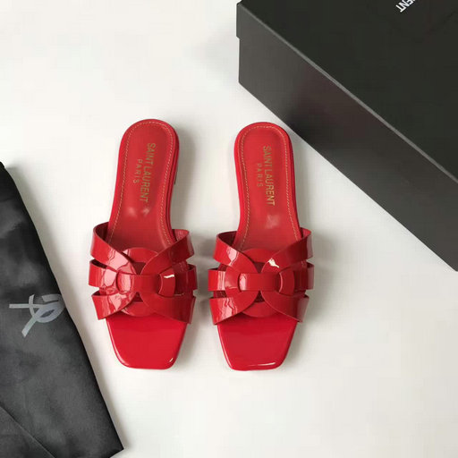 YSL Summer 2017 Collection-Saint Laurent Nu Pieds 05 Strappy Sandal in Red patent leather with intertwining straps