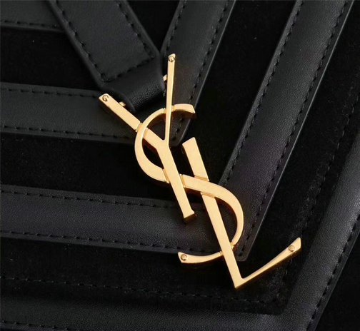 2017 F/W Saint Laurent Medium Monogramme College Bag in Black Leather&Suede Patchwork - Click Image to Close