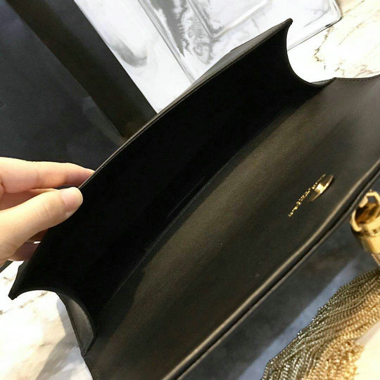 2017 New Saint Laurent Bag Sale-YSL Tassel Clutch in Black Calf Leather - Click Image to Close
