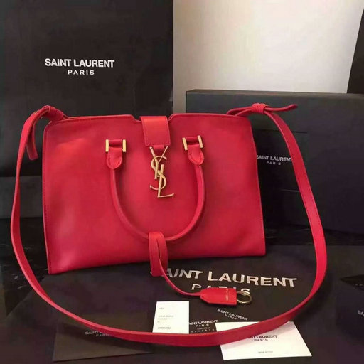 Limited Edition!2016 YSL Collection Outlet-Saint Laurent Small Monogram Cabas Bag in Red Leather