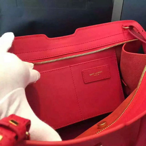 Limited Edition!2016 YSL Collection Outlet-Saint Laurent Small Monogram Cabas Bag in Red Leather - Click Image to Close