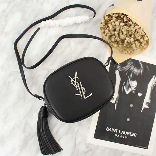 2017 Saint Laurent Deconstructed Camera Cross-body Bag Black with silver YSL logo