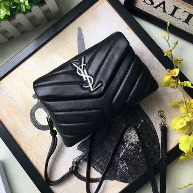 2017 Saint Laurent Toy Loulou Strap Bag in Black "Y" Matelasse Leather