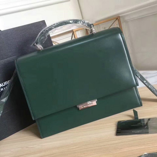 YSL A/W 2017 Collection-Saint Laurent Medium Babylone Top Handle Bag in Green Leather