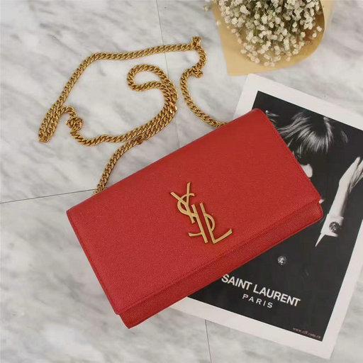 YSL 2017 Collection-Saint Laurent Medium Deconstructed Monogramme Kate Bag in Red