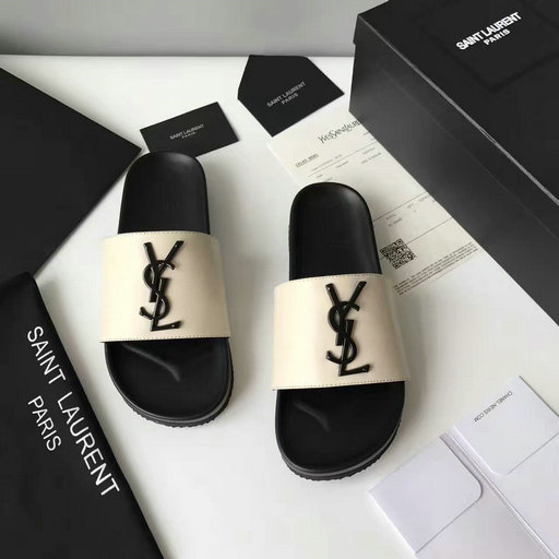 YSL Summer 2017 Collection-Saint Laurent Joan 05 Slide Sandal in Off-white Leather
