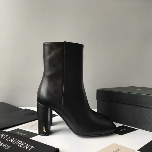2017 New Saint Laurent LOULOU 95 Zipped Ankle Bootie with YSL signature on covered heel