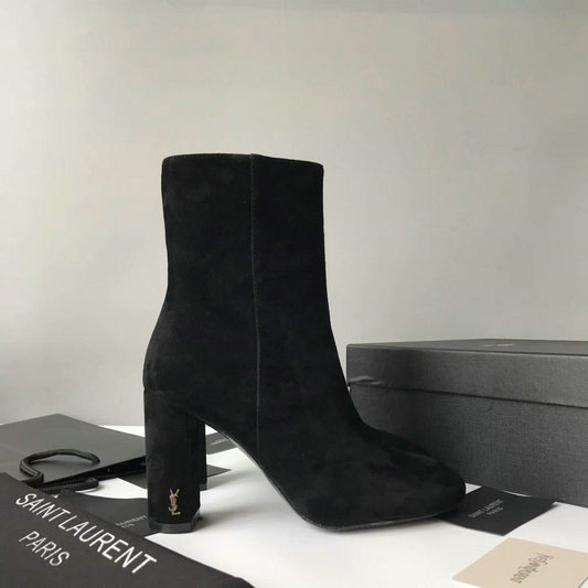 2017 New Saint Laurent LOULOU 95 Zipped Ankle Bootie in Black Suede Leather