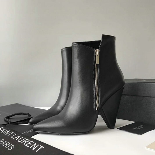 2017 New Saint Laurent Niki Asymmetrical Ankle Boot in Black Leather