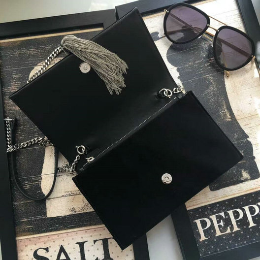 2017 F/W Saint Laurent Kate Chain and Tassel Wallet in Black Velvet and Crystals - Click Image to Close