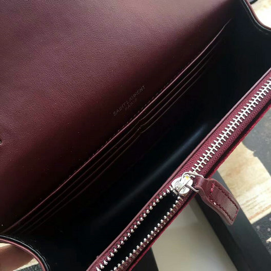2017 F/W Saint Laurent Kate Chain and Tassel Wallet in Bordeaux Velvet and Crystals - Click Image to Close