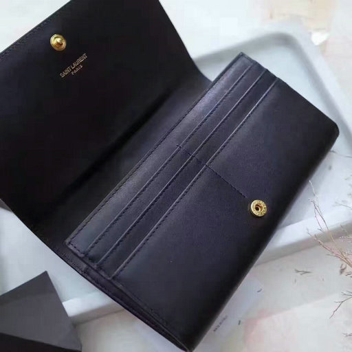 2017 New Saint Laurent Leather Wallet in Black - Click Image to Close
