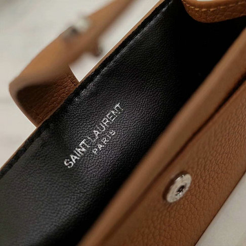 2018 S/S Saint Laurent Sac De Jour Souple Credit Card Case in Brown Grained Leather - Click Image to Close