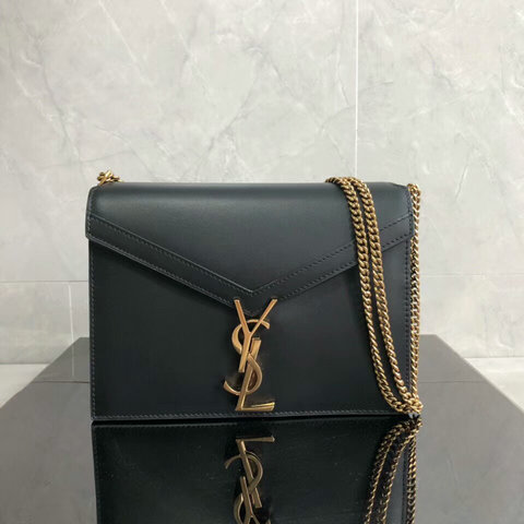 2018 Saint Laurent Cassandra Monogram Clasp Bag in Black Smooth Leather