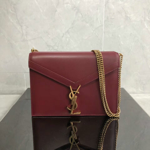 2018 Saint Laurent Cassandra Monogram Clasp Bag in Dark Red Smooth Leather