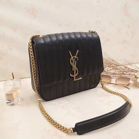 2018 S/S Saint Laurent Large Vicky Bag in Black Leather