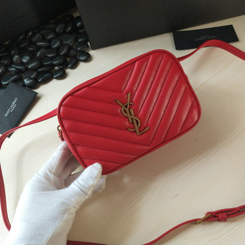 2018 Saint Laurent Lou Belt Bag in Red Leather