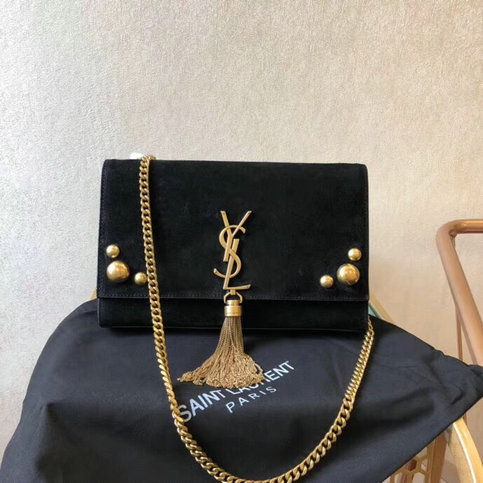 2018 Saint Laurent Kate Medium Bag Black with tassel in suede and studs