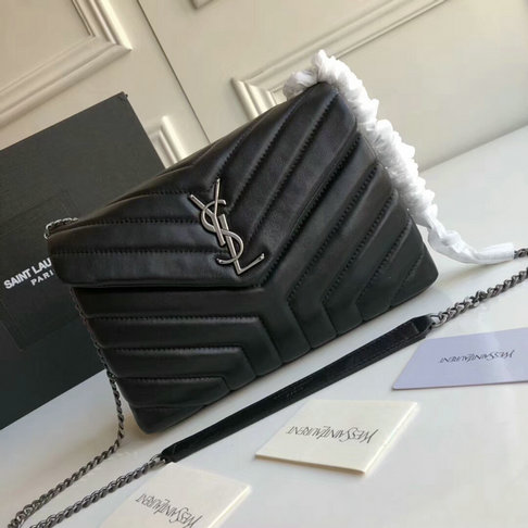2018 Saint Laurent Small Loulou Chain Bag in Black "Y" Matelasse Leather