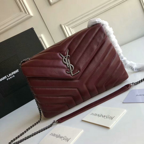 2018 Saint Laurent Small Loulou Chain Bag in Dark Red 