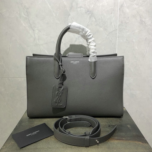 2018 Saint Laurent Jane Tote Bag in Grey Calfskin Leather