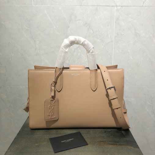 2018 Saint Laurent Jane Tote Bag in Nude Calfskin Leather