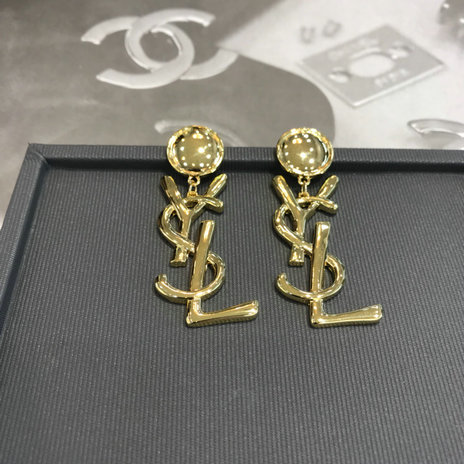 2018 Saint Laurent Logo Earrings in gold