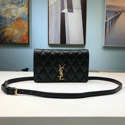 2019 Saint Laurent Angie Chain Bag in black lambskin leather