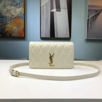2019 Saint Laurent Angie Chain Bag in blanc vintage lambskin leather