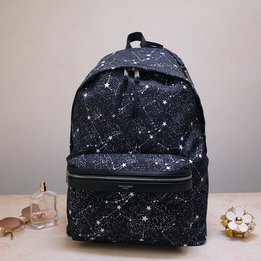 2019 Saint Laurent City Canvas Backpack with constellation print
