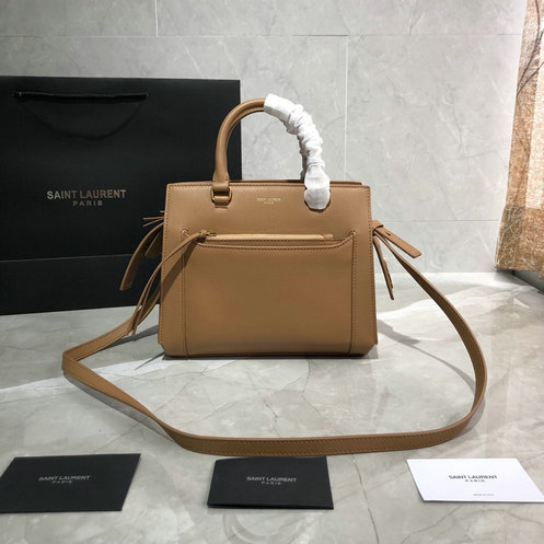 2019 Saint Laurent East Side Small Tote Bag in dark sand smooth leather